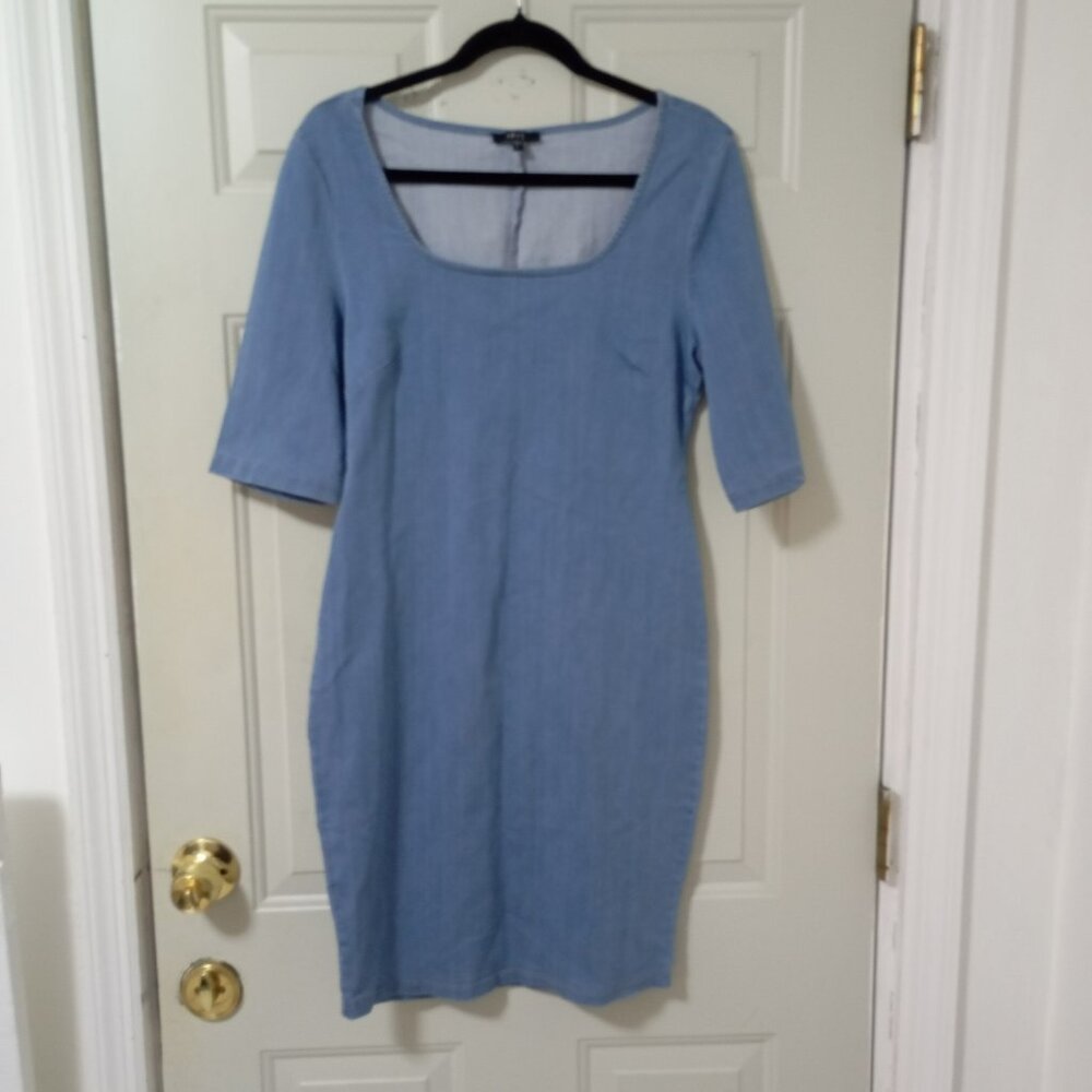Iris Blue Long Sleeve Dress For Women Size Large Knee Length